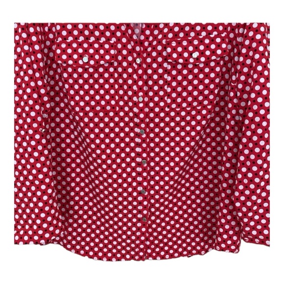 Notations Polka Dot Three Quarter Sleeve Button Down Blouse Size Large - Picture 3 of 8